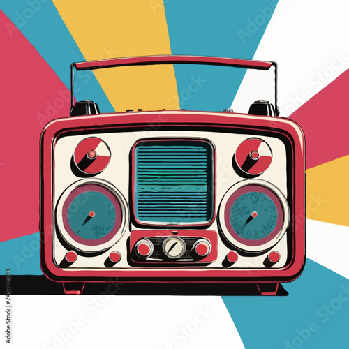 retro radio isolated on white