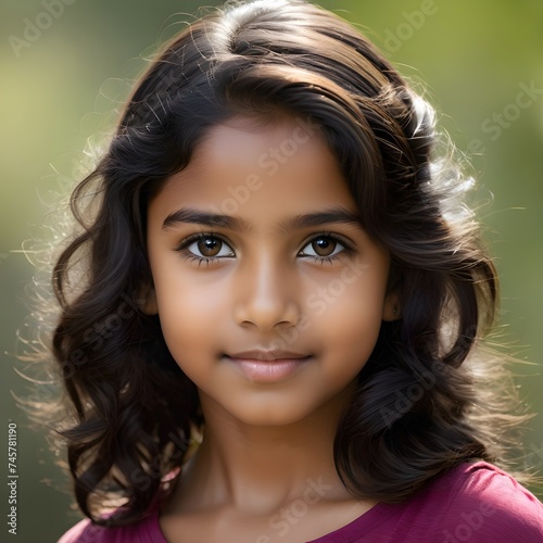Close-up Studio Portrait of a 10-year-old Indian Girl with Curiosity in Her Eyes