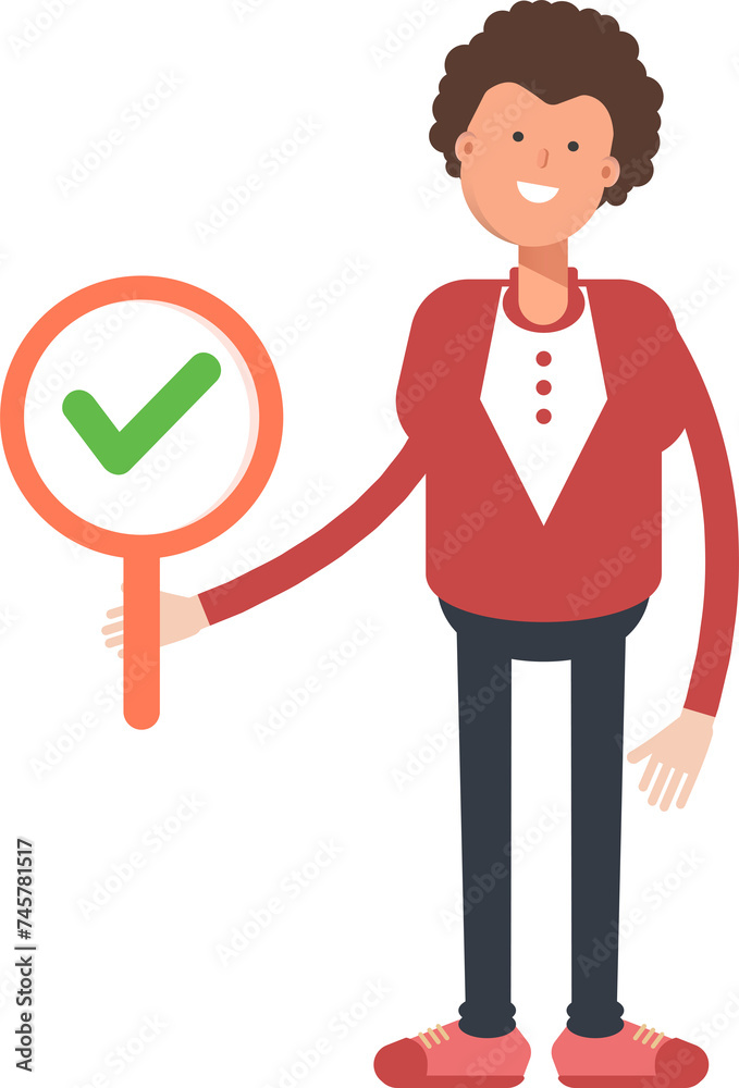 Frizzy Hair Man Character Showing Check Mark
Frizzy Hair Man Character Showing Check Mark