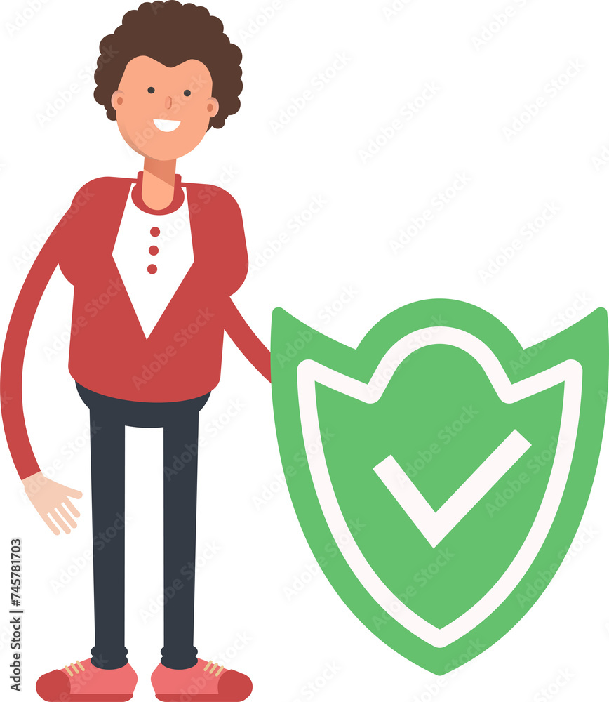 Frizzy Hair Man Character and Check Mark Shield
Frizzy Hair Man Character and Check Mark Shield