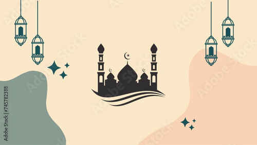 silhouette of a mosque with a lantern