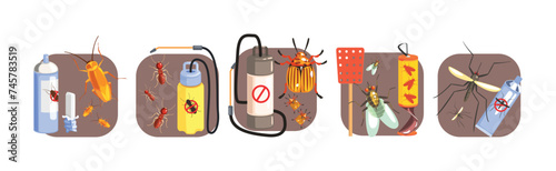 Insect Control and Parasite Extermination Chemical Vector Set