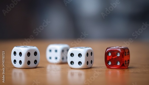 Four dices with a blurry background