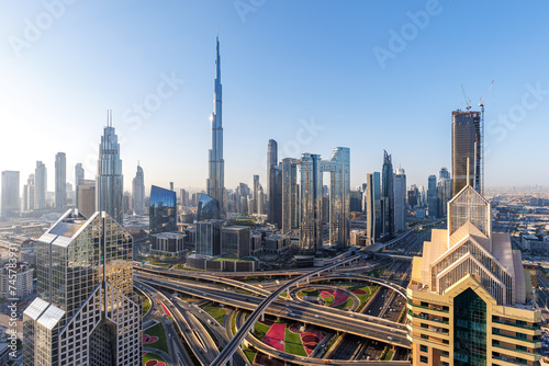 Dubai Burj Khalifa skyline tallest building in the world top view downtown © Markus Mainka