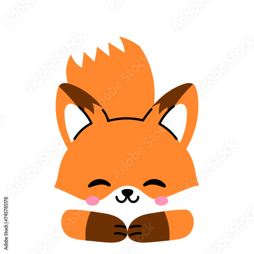 happy cute fox crouch cartoon illustration