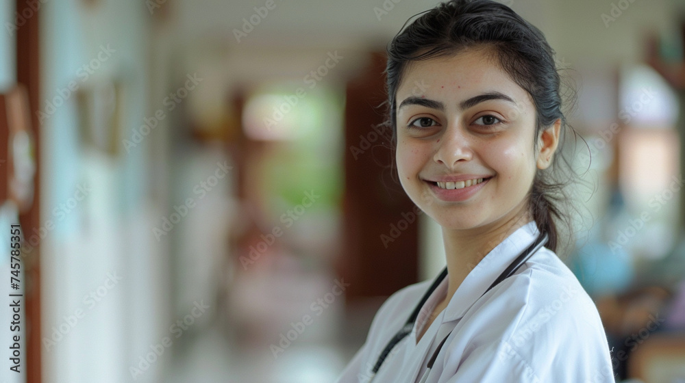 With compassion in her heart and a smile on her lips, a young female nurse exudes empathy and care in her bathrobe, her nurturing demeanor embodying the essence of nursing excellen With compassion in her heart and a smile on her lips, a young female nurse exudes empathy and care in her bathrobe, her nurturing demeanor embodying the essence of nursing excellen