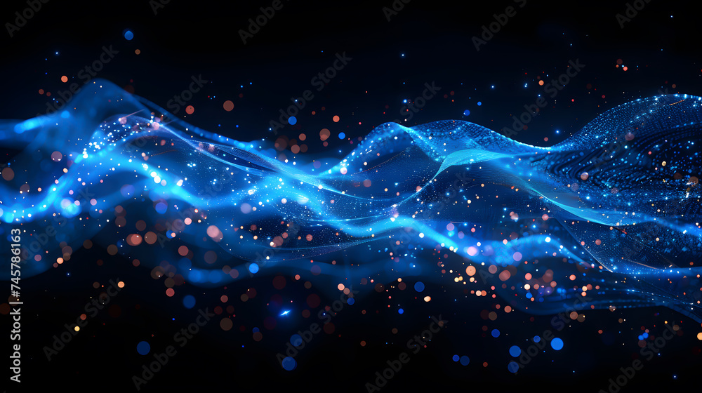 Obraz premium background with lights, Abstract blue background, light lines, technology line