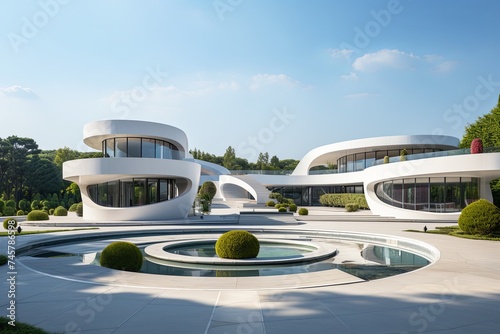 Modern Building Architecture of Luxury House Home exterior 3d rendering © pixeness