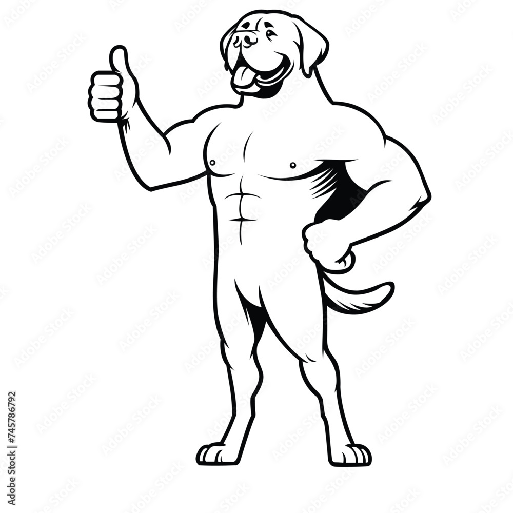 Fototapeta premium Mastiff Happy Thumbs-Up illustration Vector
