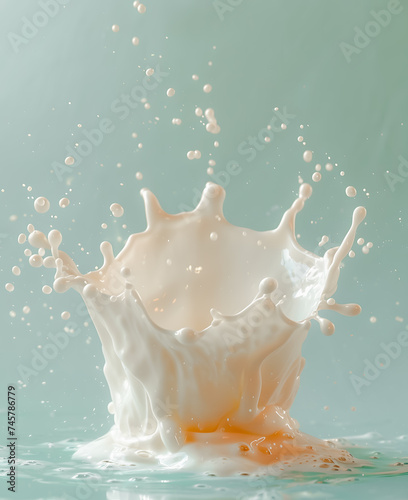 splash of milk on blue background