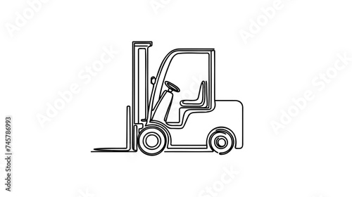 Continuous one line drawing forklift truck with boxes.