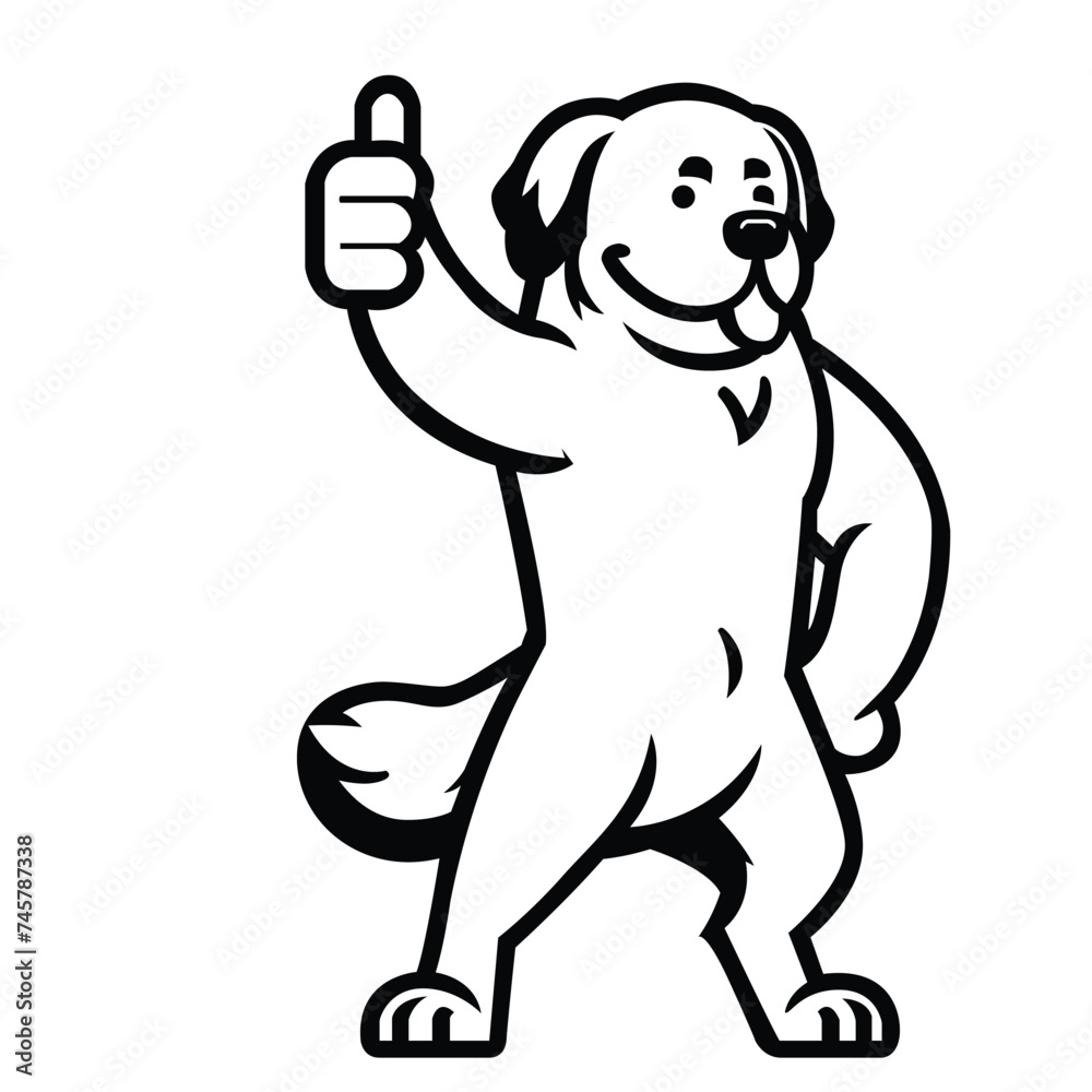 Fototapeta premium St. Bernard Happy Thumbs-Up illustration Vector 