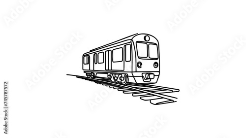 Continuous one line drawing. Modern high speed passenger commuter train. Vector illustration
