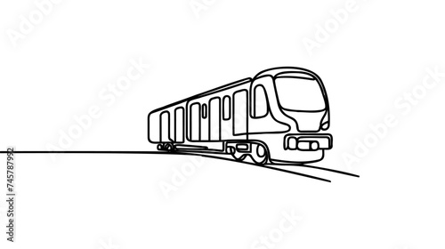 Continuous one line drawing. Modern high speed passenger commuter train. Vector illustration