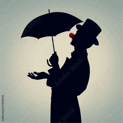 Silhouette of a man in a pantomime actor costume