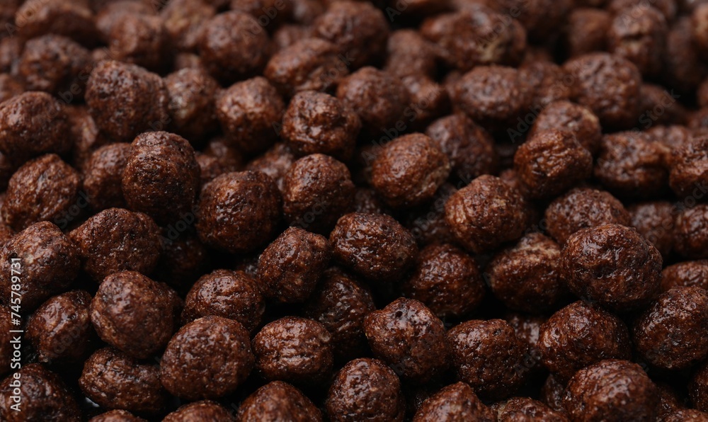 Tasty chocolate cereal balls as background, closeup Tasty chocolate cereal balls as background, closeup