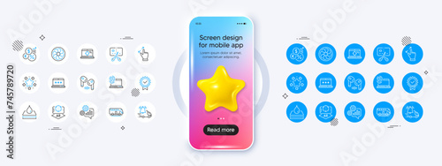 Augmented reality, Waterproof and Computer fingerprint line icons. For web app, printing Vector