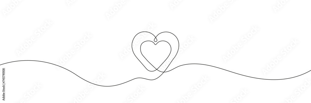 Continuous linear drawing of one line of heart symbol. vector illustration
