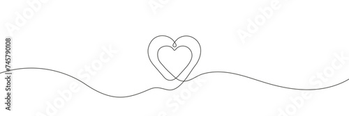 Continuous linear drawing of one line of heart symbol. vector illustration