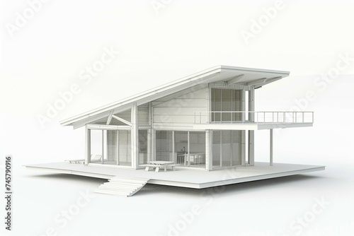 3d rendering of house model on white background