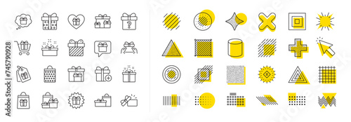 Gift line icons. Present, Offer and Sale. Design elements. Vector