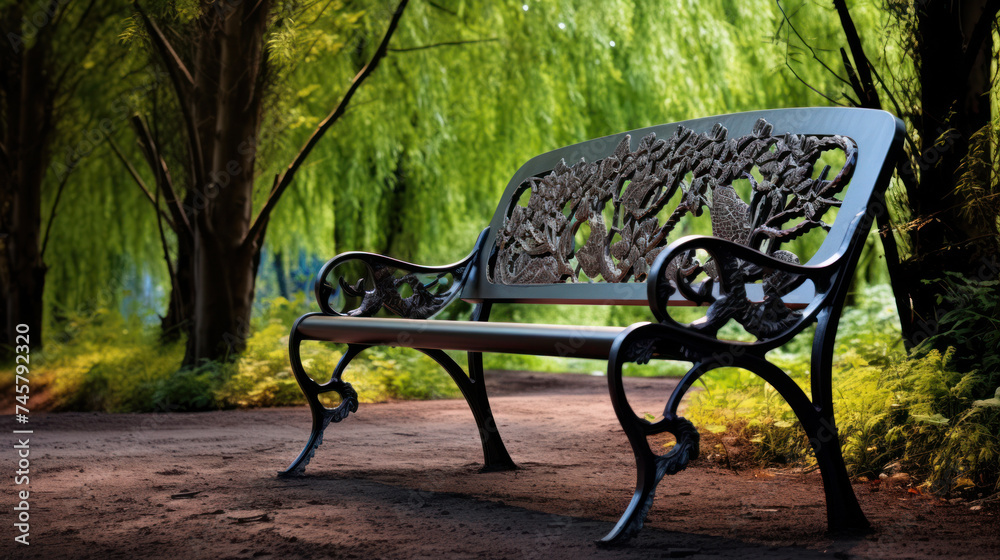lonely bench in a park waiting for visitors. lonely bench in a park waiting for visitors.