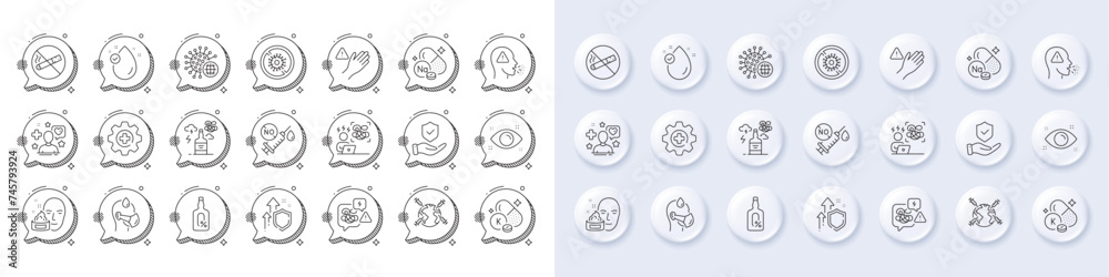 Improving safety, Health eye and Coronavirus line icons. For web app, printing. Line icons. Vector