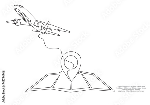 Single continuous line map graphic icon. Simple one line doodle for traveling concept. Isolated vector illustration minimalist design on white background