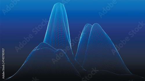 Abstract digital landscape. Wireframe landscape background. Digital landscape for presentations. 3d futuristic vector illustration.