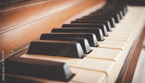 Selective focus point on Vintage piano keys - Vintage filter effect