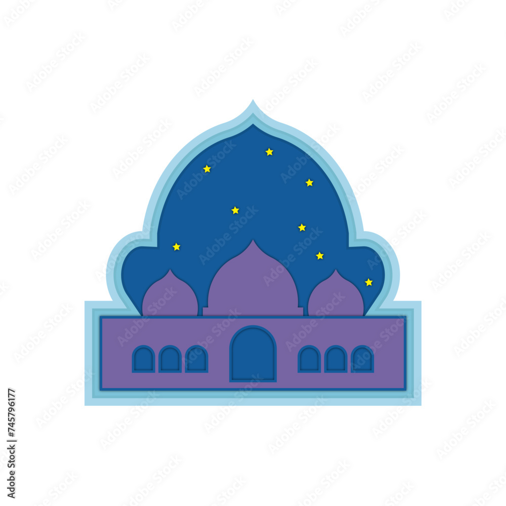vector ornament frame border islamic mosque paper card