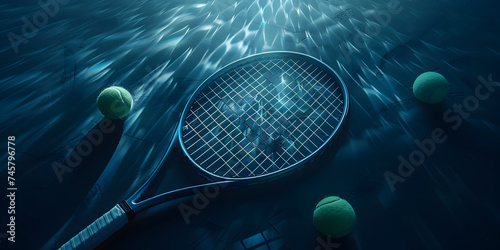 Tennis Racket Neon Blue Style © Johnm