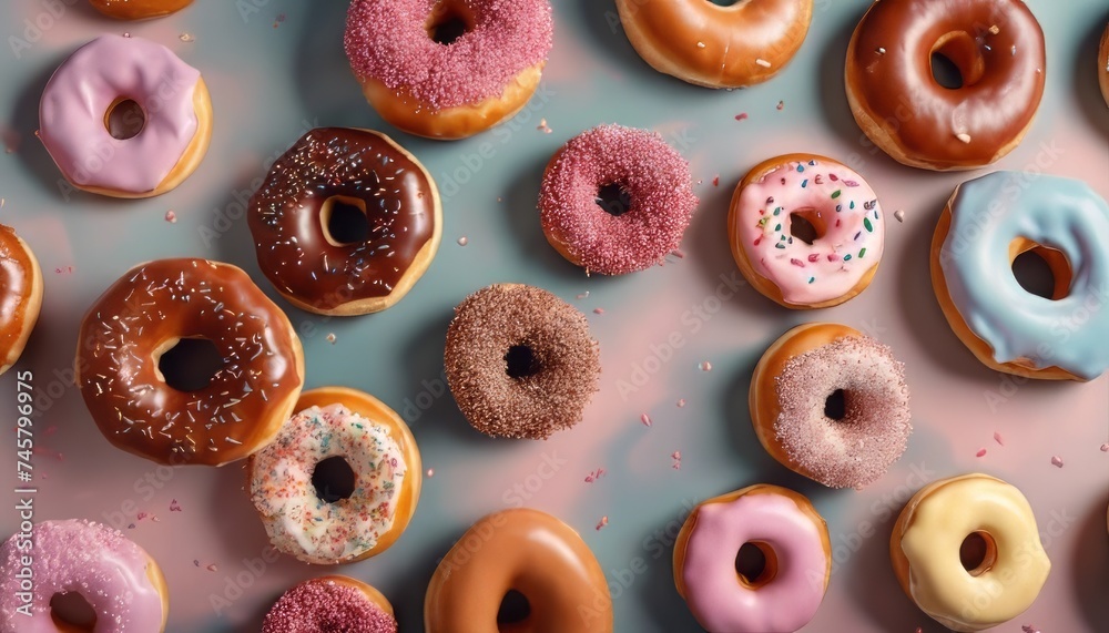 top view of doughnut with some coffee background image 