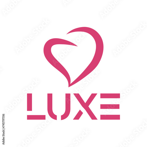 pink heart luxe letter logo 