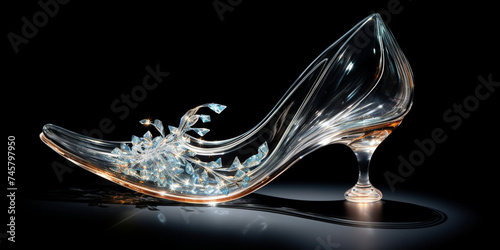 Glass Shoe On The Table Background