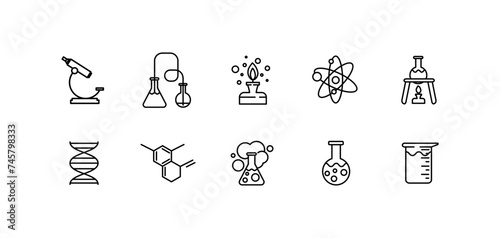Bio icons. Outline, set of icons for bio process design. Vector icons