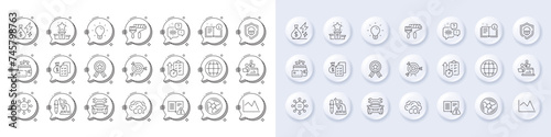 Winner ribbon, Instruction manual and Co2 line icons. For web app, printing. Line icons. Vector