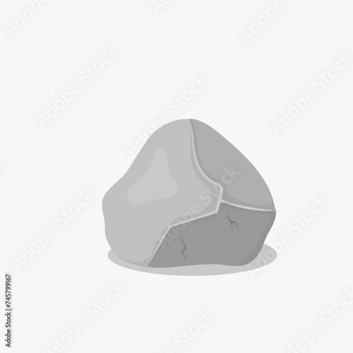 Set of gray granite stones of various 3d shapes. Graphite rock, coal and rocks on white background. Gray stone pile, cartoon icons. Vector illustration