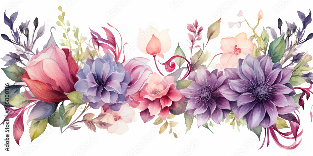 Beautiful blooming floral frame, Beautiful hand drawing flower
