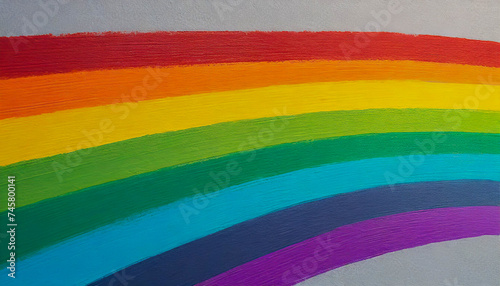Painting of a rainbow. Depicting a beautiful rainbow with red, orange, yellow, green, blue, and purple hues. Artwork capturing the vibrant spectrum of colors.