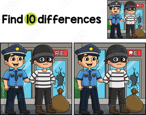 Police Man Arresting a Thief Find The Differences