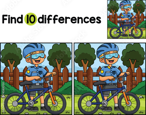 Police Officer with a Bike Find The Differences