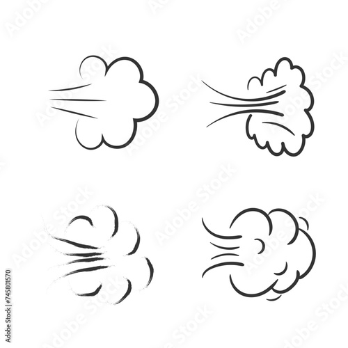 Big set of icons spray. Illustration of spraying deodorant. Spray water, perfume, paint or deodorant isolated on light background. Effect spraying, direction liquids. Vector illustration