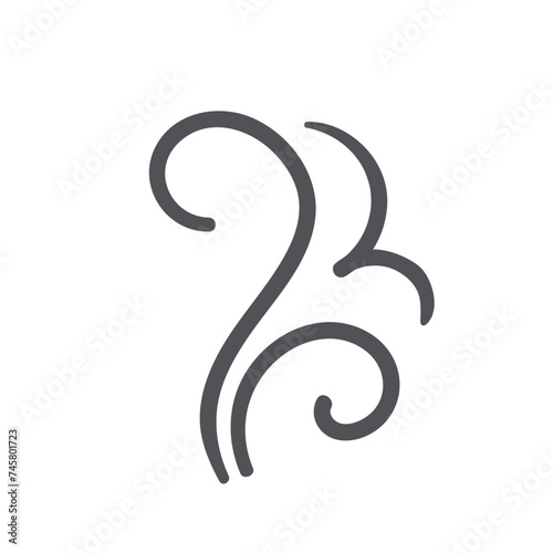 Steam twirl lines icon. Steam function in domestic and industrial cleaning appliances, aroma smell of cooking food and drink, smoke of hot fire. Air wind icon of doodle style vector illustration