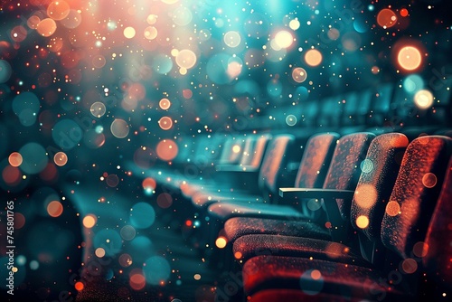 Enigmatic Theater Seats Illuminated by Abstract Glowing Particles