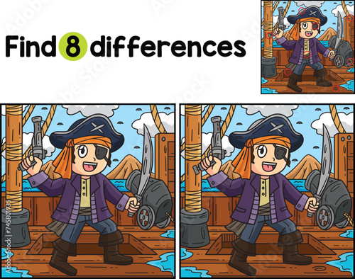 Pirate with Gun and Cutlass Find The Differences