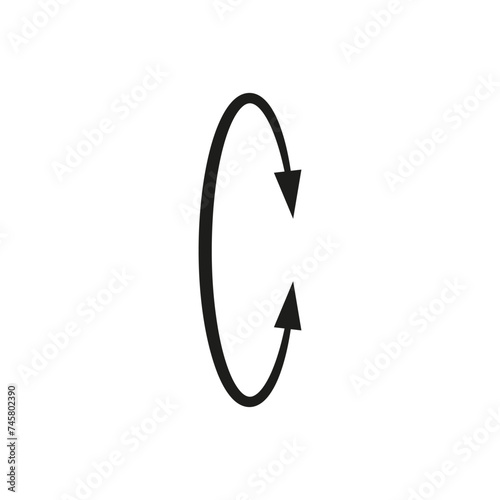 Dual double ended semi circle arrow. Semicircular round long two sided arrow. Vector illustration. 