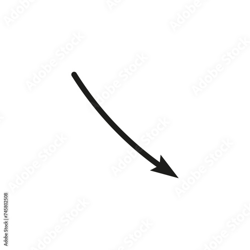 Narrow thin geometric arrow curved shape.