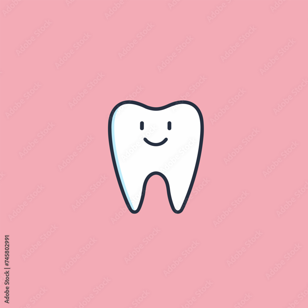 Teeth whitening filled outline white logo. Family healthcare. Healthy smile. Smiling molar. Design element. Created with artificial intelligence. Positive ai art for corporate branding, dentist office
