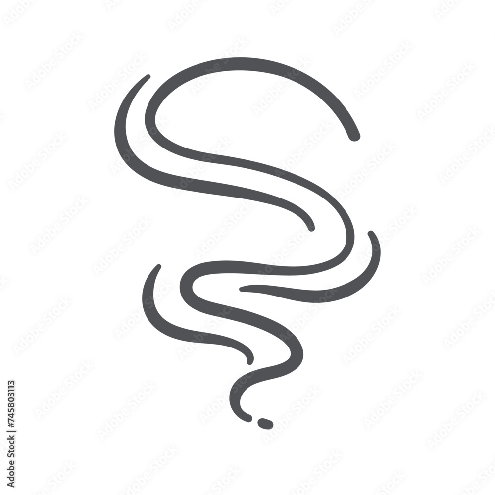 Steam and aroma smell wavy lines icon. Fire or cigarette comic smoke and fumes of vapor, gas trail in atmosphere, mist and fog curly wave. Air wind twirl icon of doodle style vector illustration